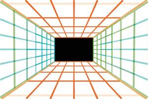Abstract Colorful Grid Illusion Perspective, Lines, Depth, 3D, Geometric, Art, Design, Space, Tunnel vector
