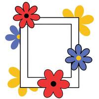 Floral Frame Border Design Colorful Flowers Square Template vector