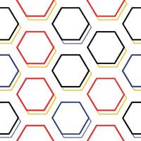 Abstract Hexagon Pattern Geometric Design, Colorful Lines, Seamless Repeat vector