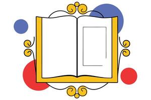 Open Book, Colorful Circles, Ornate Frame, Blank Pages, Reading vector