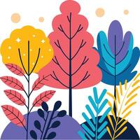 Vibrant Colorful Autumn Trees Nature Illustration Design vector