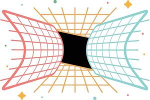 Abstract Retro Grid Tunnel 80s Style Psychedelic Art Design vector