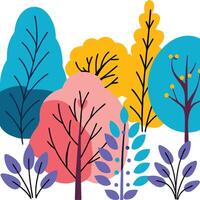 Colorful Abstract Trees Nature Illustration Botanical Design vector