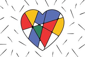 Colorful Abstract Heart Geometric Design Love Art Mosaic Pattern vector