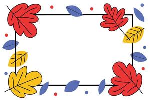Autumn Leaves Frame Red, Yellow, and Blue Fall Foliage Border vector
