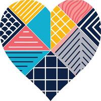 Geometric Heart Colorful Patterned Love Mosaic Design vector