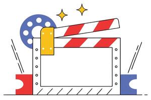 Abstract Movie Clapperboard Barrier Gate with Red Stripes vector
