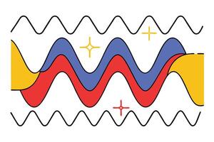 Abstract Waveform Pattern Colorful Vibrant Sine Waves Design vector