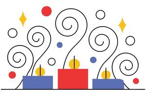 Abstract Swirls, Candles, Colorful Dots, Festive Design, Celebration vector