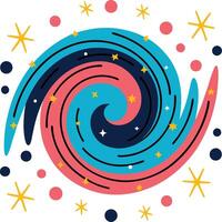 Cosmic Swirl Galaxy Pattern, Abstract Spiral, Starry Design, Colorful Whirlwind vector