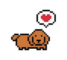 Pixel art design cartoon of dog canine hound puppy pet happy golden 8 bit. vector