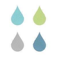 Set Finger Print Line Drop Water Logo Template Illustration Design. EPS 10. vector