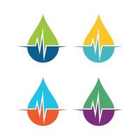 set Drop Water and Pulse Logo Template Illustration Design. EPS 10. vector