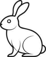 A clean, minimalist line drawing of a rabbit in a profile view. vector
