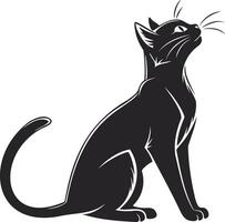 A sleek, black cat silhouette, presented in profile view, with a focus on posture and form. vector