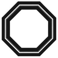 A black and white octagon sign with a white border vector