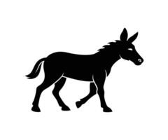 A black silhouette of a donkey on a white background vector