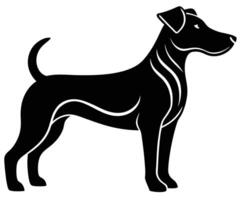 A black and white silhouette of a dog vector