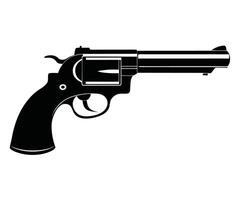 A revolver is shown in black and white on a white background vector