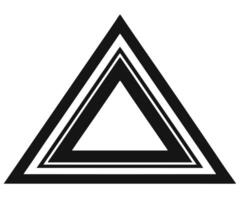 A black and white triangle with a white background vector