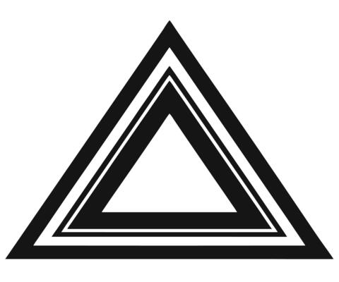 A black and white triangle with a white background