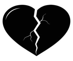 A broken heart icon with a crack in it vector