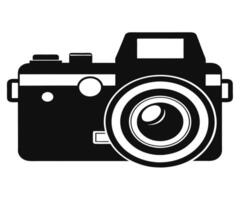 A black and white photo camera icon on a white background vector