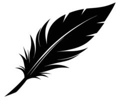 A black feather on a white background vector