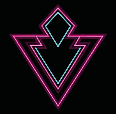 Neon arrow logo with a triangle shape
