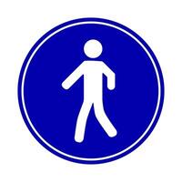 Pedestrians move use mandatory path sign. vector