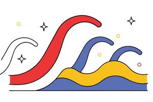 Abstract Colorful Waves, Ocean Design, Artistic, Modern, Geometric, Summer, Minimalist, Line Art, Il vector