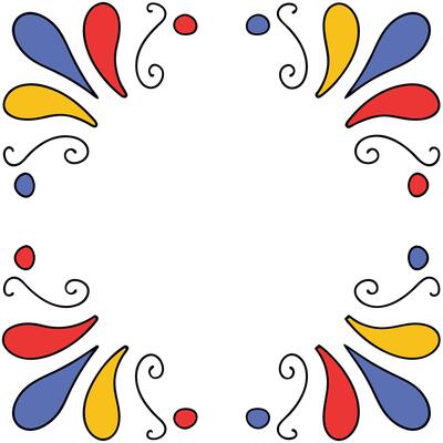 Colorful Teardrop Floral Frame Border Design Template