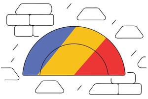 Abstract Colorful Arc Segment Over Brick Wall Design vector