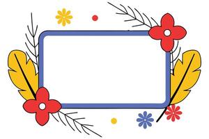 Floral Frame Border Design Flowers, Branches, Rectangle vector