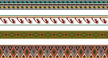 colored set of seamless ornaments of Native Americans, Aztecs. vector