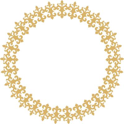 gold Kazakh national round pattern, frame. Ethnic ornament of the nomad