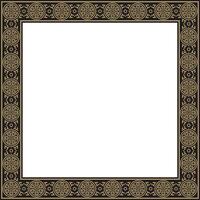 square gold and black ancient Russian ornament. Slavic rectangle, border, frame. vector