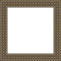 golden with black Chinese rectangle, frame. Square ornaments vector