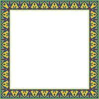 colored arabic national square ornament. Ethnic rectangle, frame of east vector