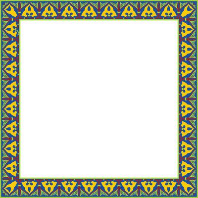 colored arabic national square ornament. Ethnic rectangle, frame of east