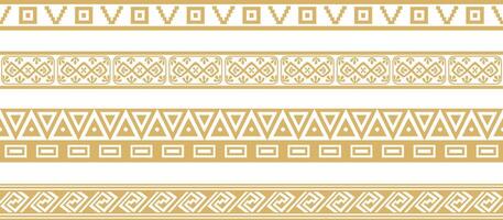 set of seamless golden border ornament. Native American tribes framework. Endless pattern vector