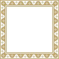 golden square gothic ornament. Medieval European rectangle, border. Classic pattern vector