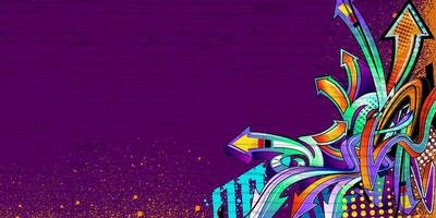 Graffiti of arrow shapes with colorful, halftone, splatter effect vector