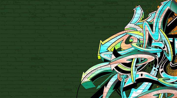Graffiti with arrow shapes, Colorful urban street design with splatter effect