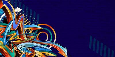 Graffiti with colorful graffiti with arrow shapes, halftone effect and orange blue colors vector