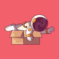 An Astronaut character inside a box. vector
