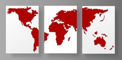illustration mockup template for social media posts featuring a world map in red color vector