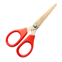 Pair of red-handled scissors with silver blades. Clean, simple design with rounded handles, showing functionality. Reflective metallic finish on the blades adds sharpness png