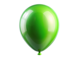 A vibrant, glossy green balloon floating gracefully against a plain background, its surface reflecting light, giving a sense of buoyancy and playfulness png