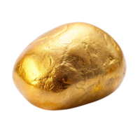 A polished gold nugget with smooth edges and a glossy finish, highlighting its organic shape and richness, gleaming brightly png